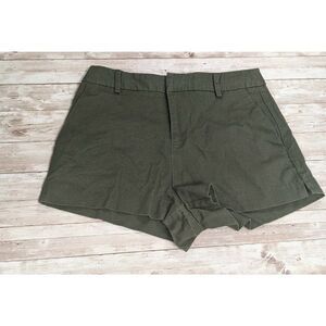 Forever 21 Womens Size Small Green Cotton Blend Mid Rise Flat Front Chino Shorts